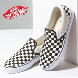 Vans Checkerboard Slip-on Shoes Black/Off White Boys Size 5.0 or Women’s 6.5